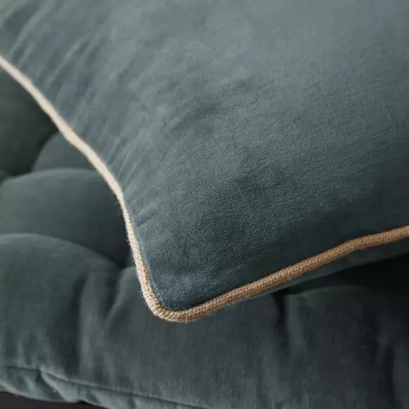 Coussin carré velours de coton (45 cm) César Gris ardoise 2