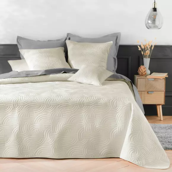 Housse de coussin carrée velours (40 cm) Solange Ecru