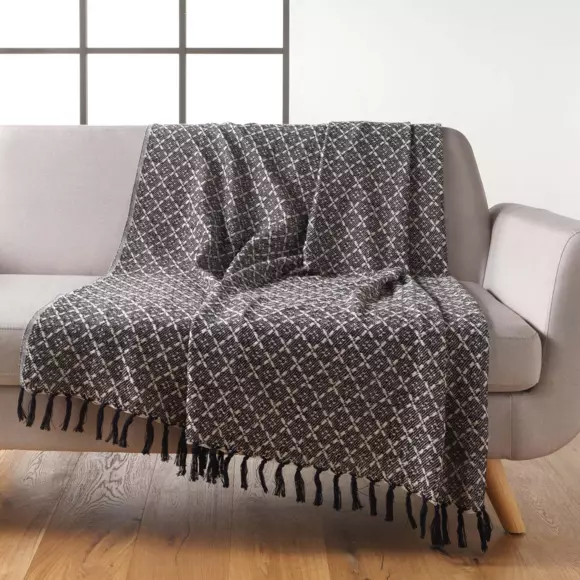 Plaid coton (150 cm) Janna Noir