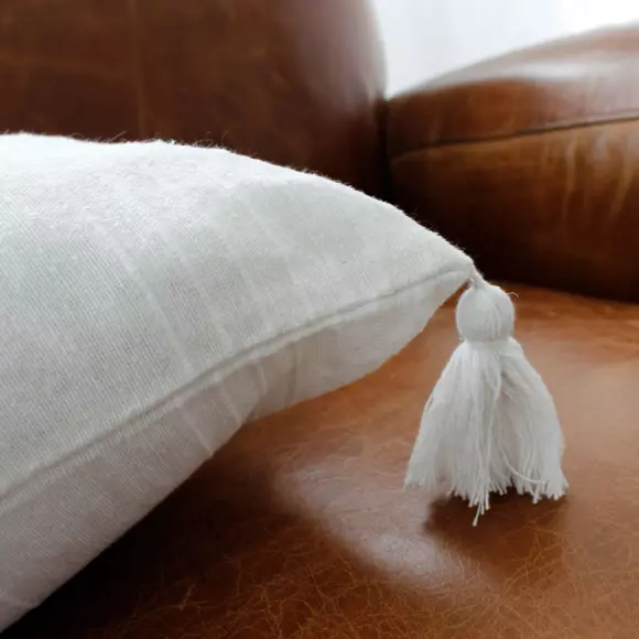 Coussin carré coton recyclé (40 cm) Bombay Blanc 2