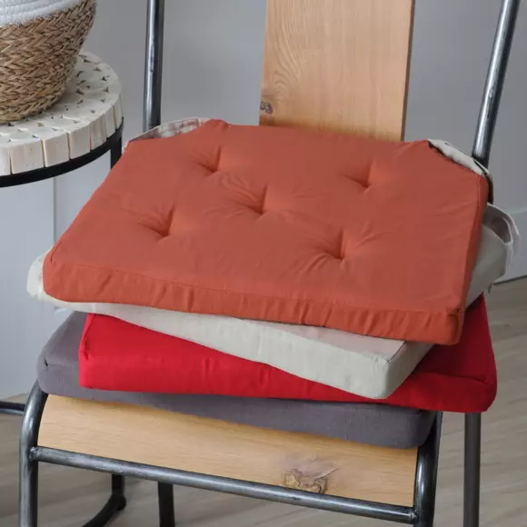 Galette de chaise scratch carrée Duo Rose poudré