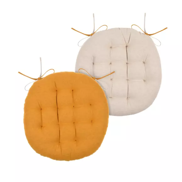 Coussin de chaise rond Duo Jaune safran