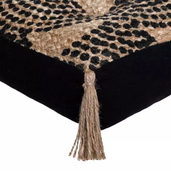 Coussin de sol jute (38 cm) Mandala Noir 3