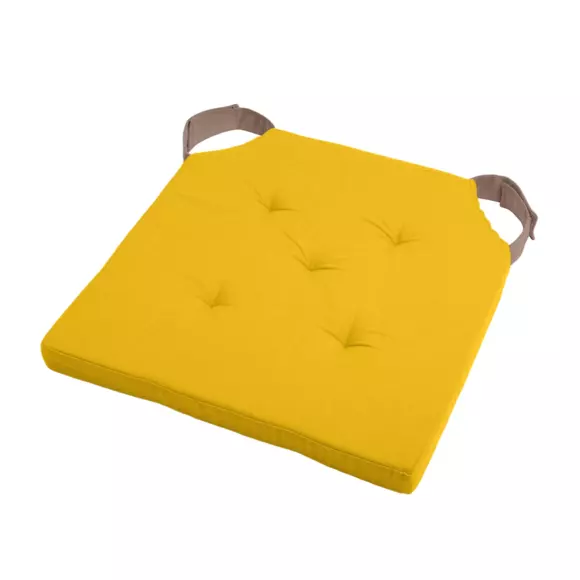 Galette de chaise scratch carrée Duo Jaune moutarde