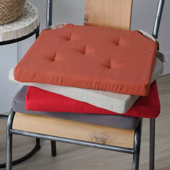 Galette de chaise scratch carrée Duo Jaune moutarde