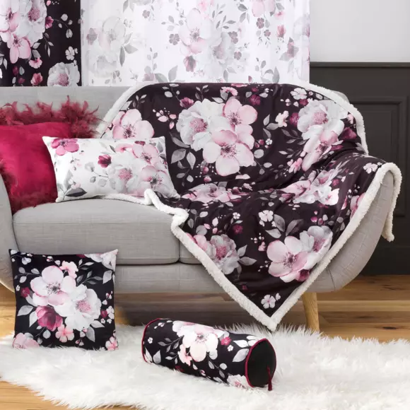Cojín rectangular Velvet flower Blanco 2