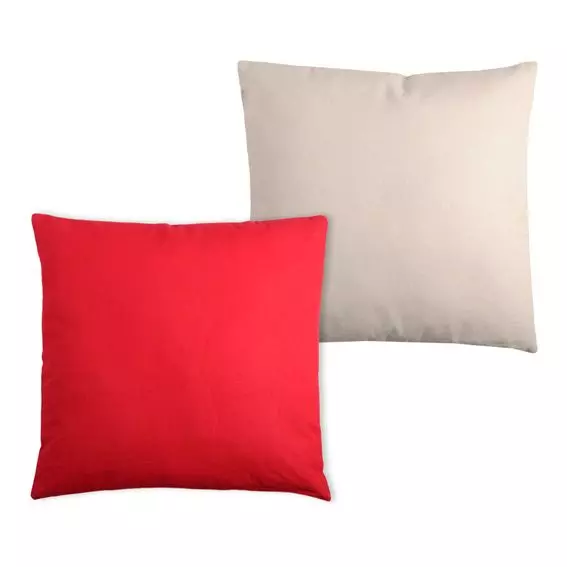 Coussin carré (50 cm) Duo Rouge et beige 2