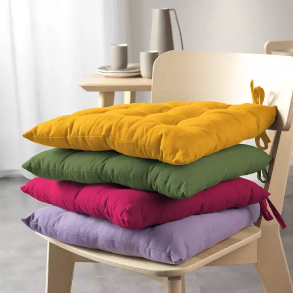Coussin de chaise coton recyclé Mistral Jaune moutarde 2