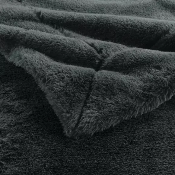Plaid fausse fourrure (220 cm) Caresse Gris anthracite 3