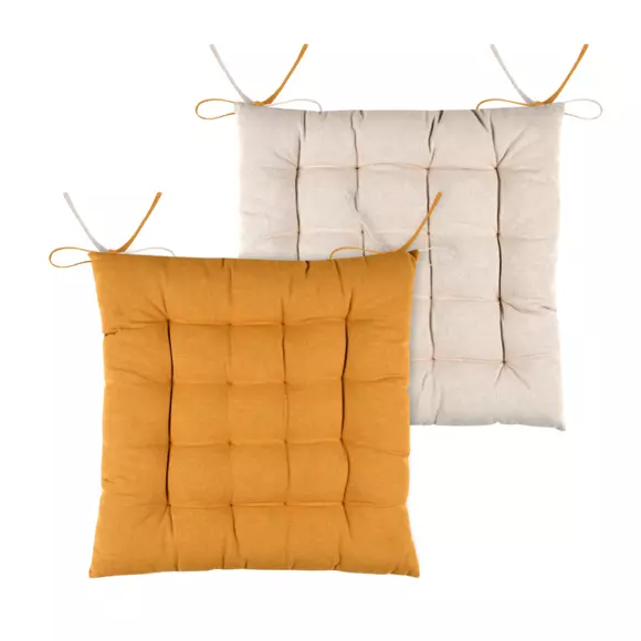 Cojín de silla cuadrado Duo Amarillo azafrán