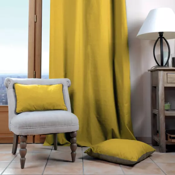 Coussin carré (50 cm) Duo Jaune moutarde