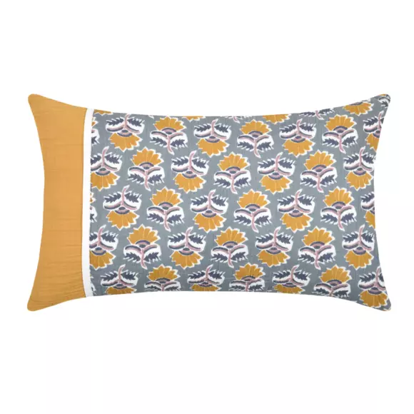 Coussin rectangulaire gaze de coton (50 cm) Sunda Bleu indigo