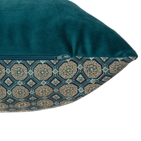 Cuscino rettangolare in velluto (58 cm) Pampille Blu smeraldo