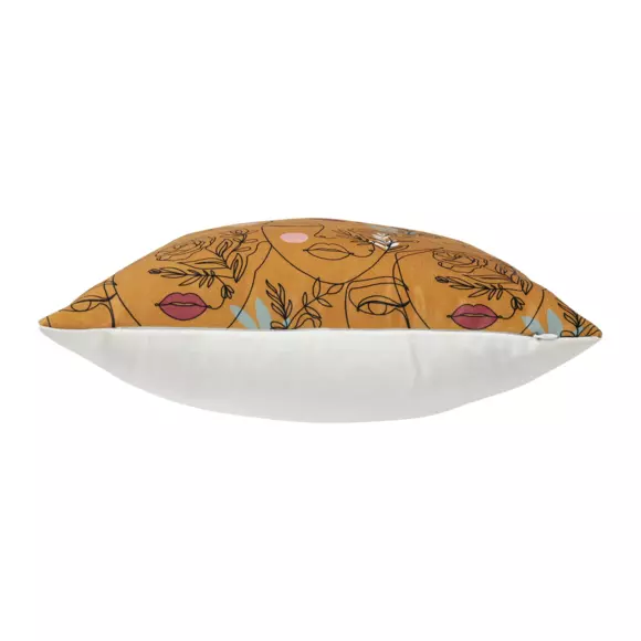 Housse de coussin carrée (40 cm) Visage Jaune moutarde 2