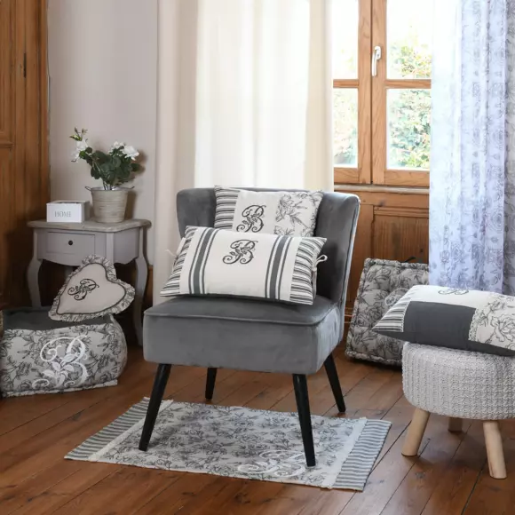 Coussin Cœur Bonnie Gris 2