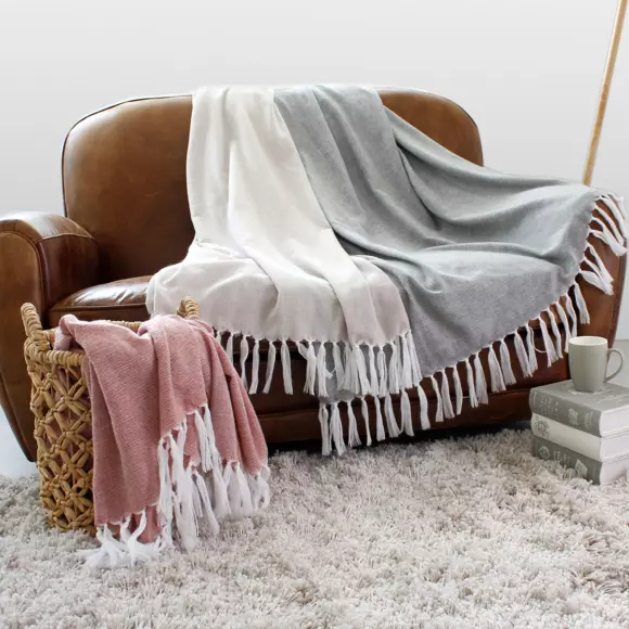 Manta canapé (150 cm) Harmony Gris claro 3