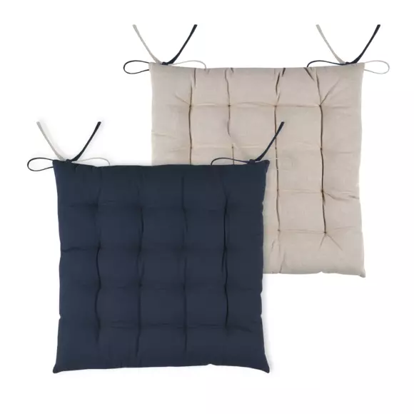 Coussin de chaise carré Duo Bleu marine