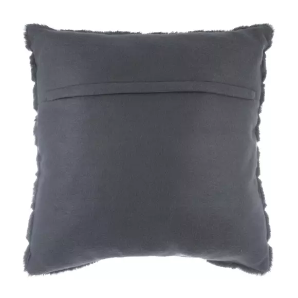 Coussin carré fausse fourrure (45 cm) Manoir Gris foncé 2