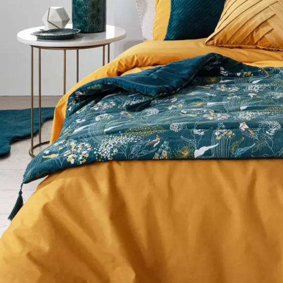 Edredon velours (80 x 180 cm) Paon Bleu canard 2