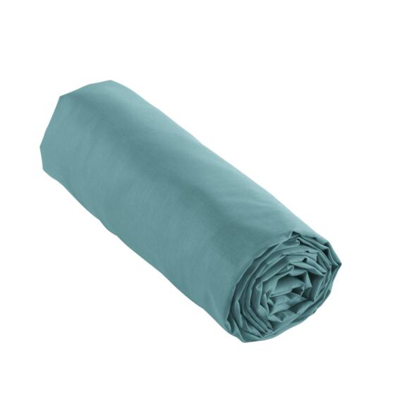 Sábana bajera en percal de algodón  (180 cm) Cali Azul trullo 2