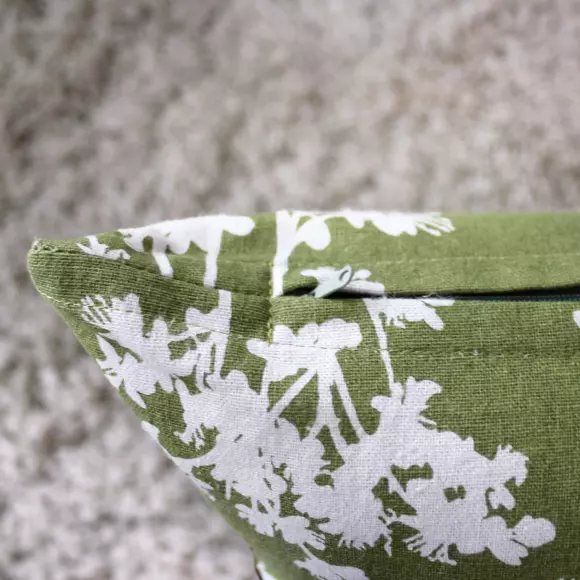 Coussin carré coton (40 cm) Herbier Vert olive 2
