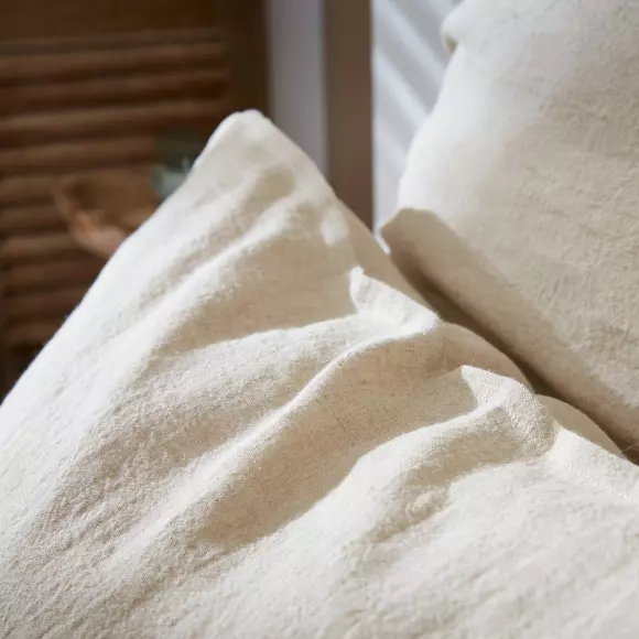 Funda de almohada rectangular en lino lavado (70 cm) Louise Beige 2