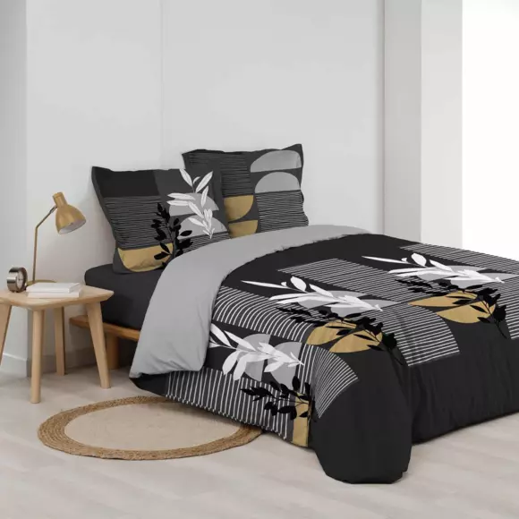Funda Nórdica y dos fundas para almohadas algodón (240 cm) Asior Negro 2