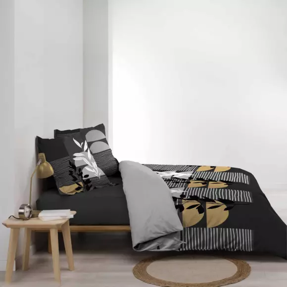 Funda Nórdica y dos fundas para almohadas algodón (240 cm) Asior Negro 3