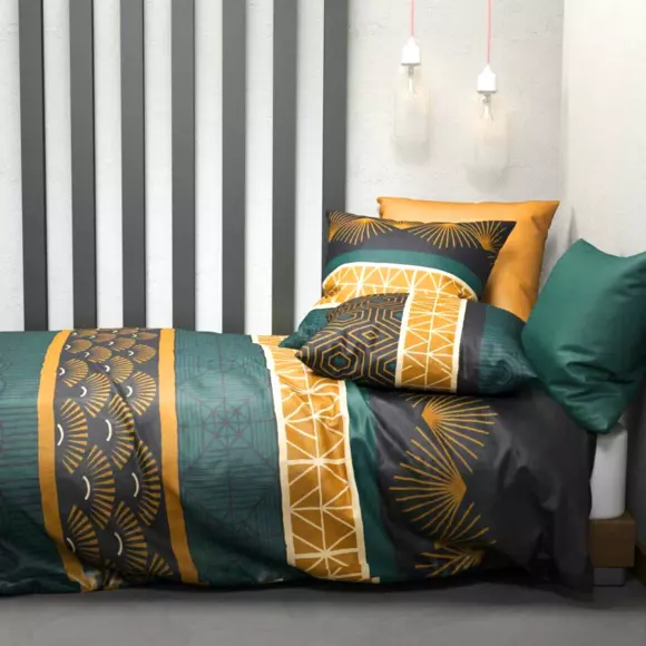 Funda Nórdica y dos fundas para almohada en algodón (240 cm) Qobe Azul trullo 3