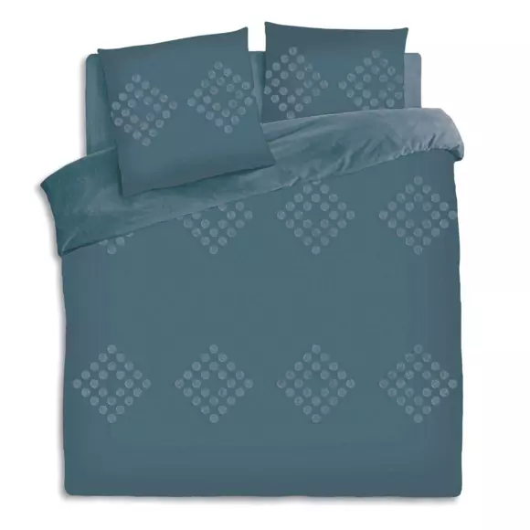Funda nórdica y dos fundas para almohadones algodón lavado (240 cm) Moura Azul trullo 3