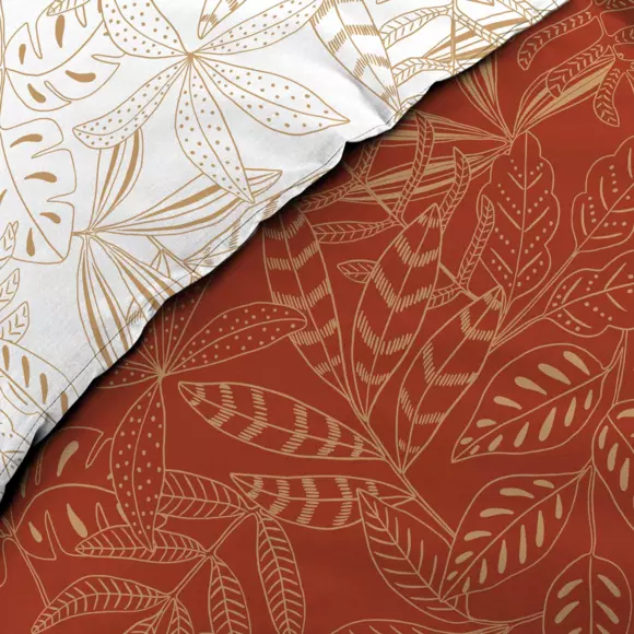 Housse de couette et deux taies coton (260 cm) Belflor Terracotta et Or 2