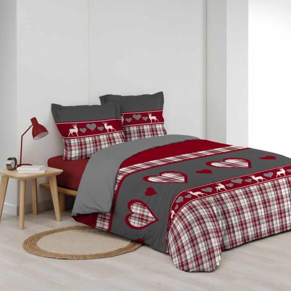 Bettbezug & 2 Kopfkissenbezüge Baumwolle (260 cm) Suzon Rot 2