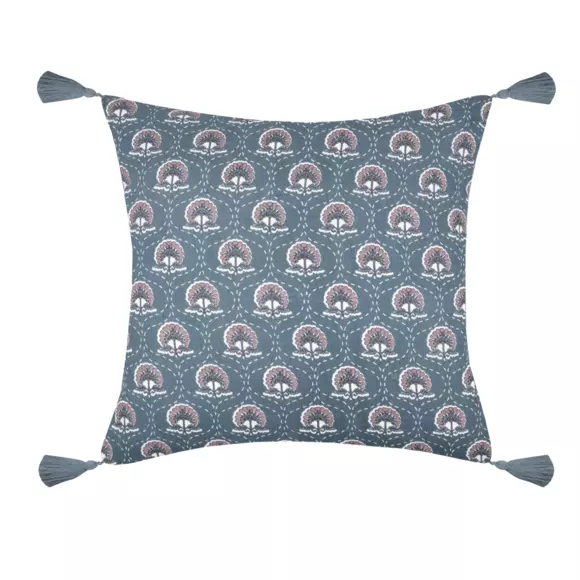 Cojín cuadrado gasa de algodón (40 cm) Sunda Azul indigo