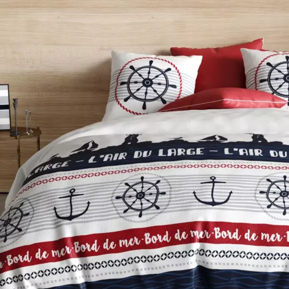 Housse de couette et deux taies coton (240 cm) Babord Bleue 2