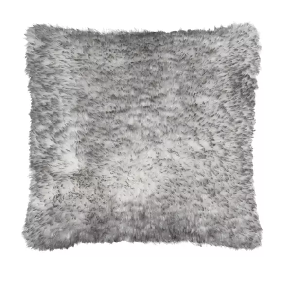 Coussin carré fausse fourrure (50 cm) Kingston Gris