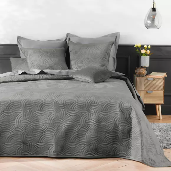 Housse de coussin carrée velours (40 cm) Solange Grise