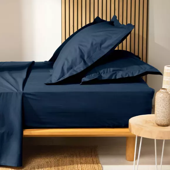 Drap housse coton bio (160 cm) Biolina Bleu nuit 2