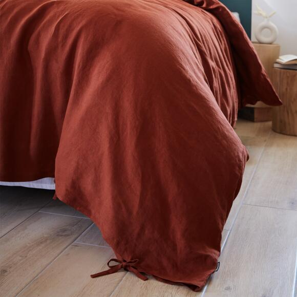 Bettbezug aus gewaschenem Leinen (260 cm) Louise Terrakotta 3