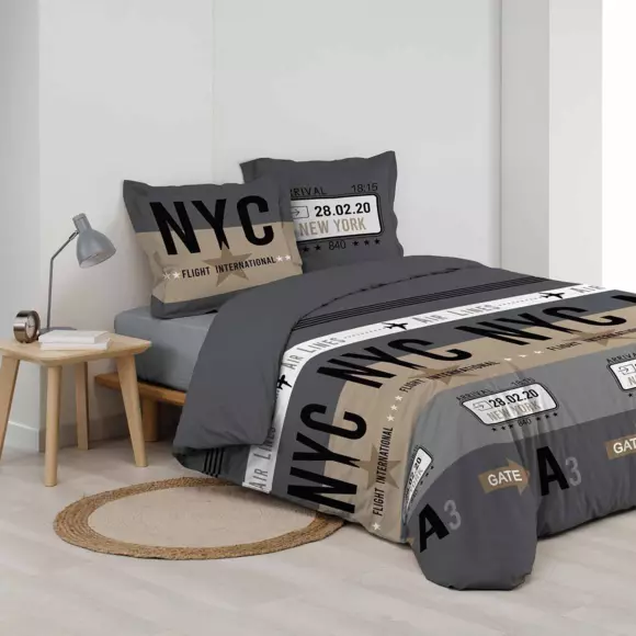 Funda Nórdica y dos fundas de almohada en algodón (200 cm) Air line Gris 2