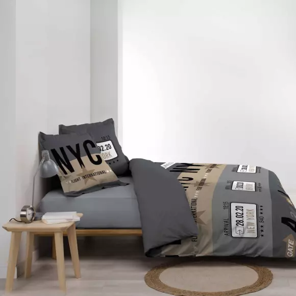 Funda Nórdica y dos fundas de almohada en algodón (200 cm) Air line Gris 3