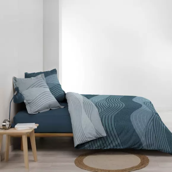 Funda nórdica y dos fundas para almohadones en algodón (260 cm) Pampelonne Azul 2