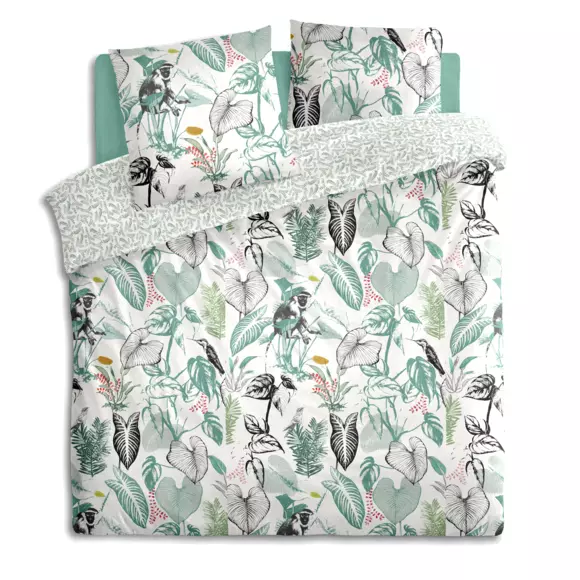 Housse de couette et deux taies coton (240 cm) Monkey Verte 2