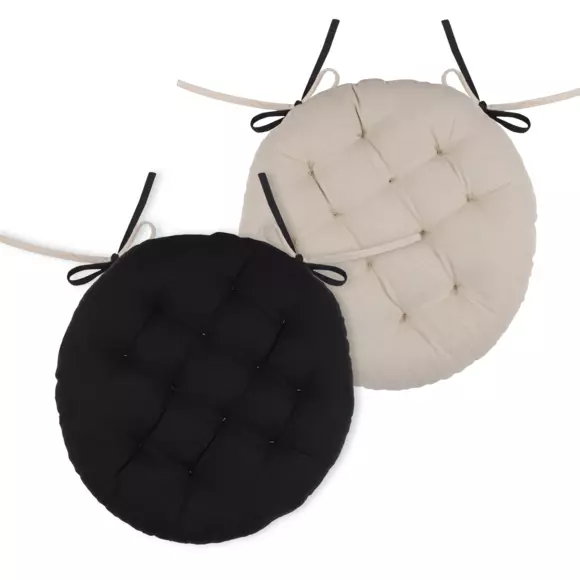 Coussin de chaise rond Duo Noir 2