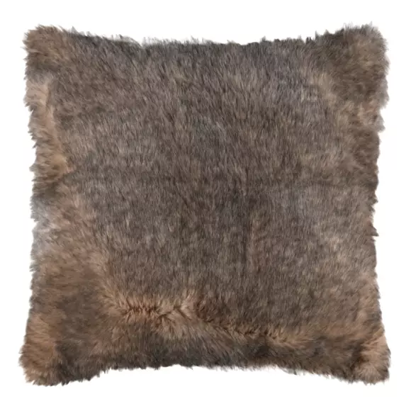 Sierkussen vierkant imitatie bont (50 cm) Megève Bruin 3