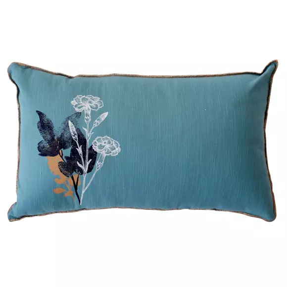 Coussin rectangulaire (50 cm) Vegetalis motif Bleu lagon 3