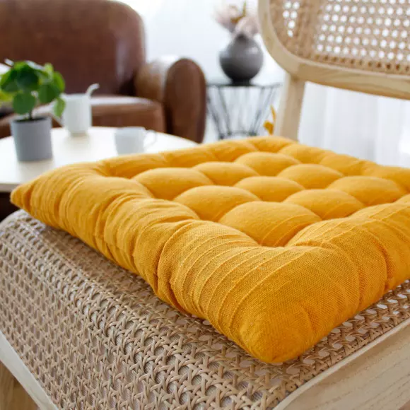 Cuscino per sedia quadrato Bombay Giallo senape 2