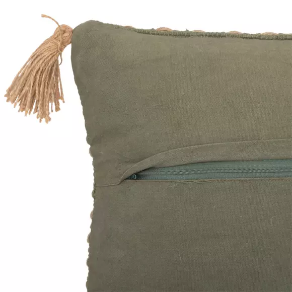 Coussin carré jute (40 cm) Bota Vert kaki 2