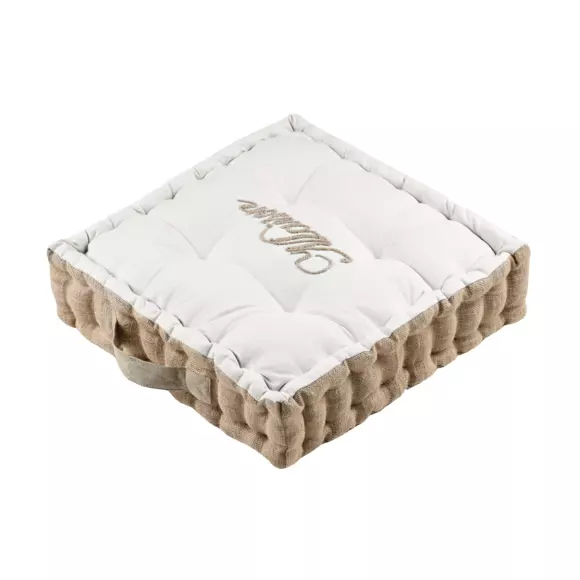 Coussin de sol carré (45 cm) Maison Ecru 3