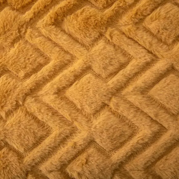 Plaid fausse fourrure (230 cm) Mara Jaune ocre 2
