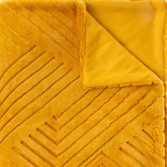 Plaid doux (230 cm) 3D Géo Jaune ocre 2